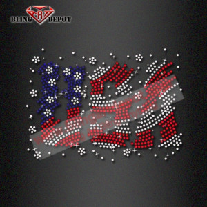 Glittering American USA Flag Design Iron on Rhinestone